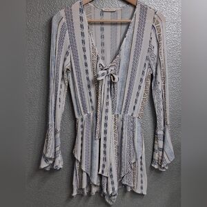 Newbury Kustom Bohemian Romper With Open Tie Front